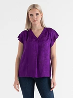 Flutter Sleeve V-Neck Blouse