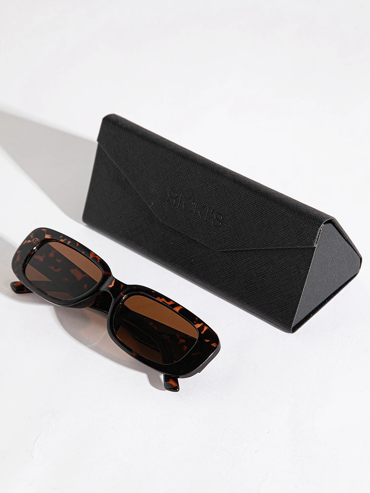 Rectangle Frame Sunglasses with Case