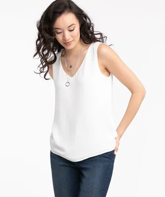 Double Layer Sleeveless V-Neck Blouse