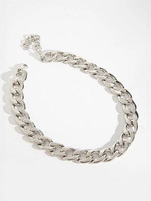 Large Statement Silver Chain Link Necklace