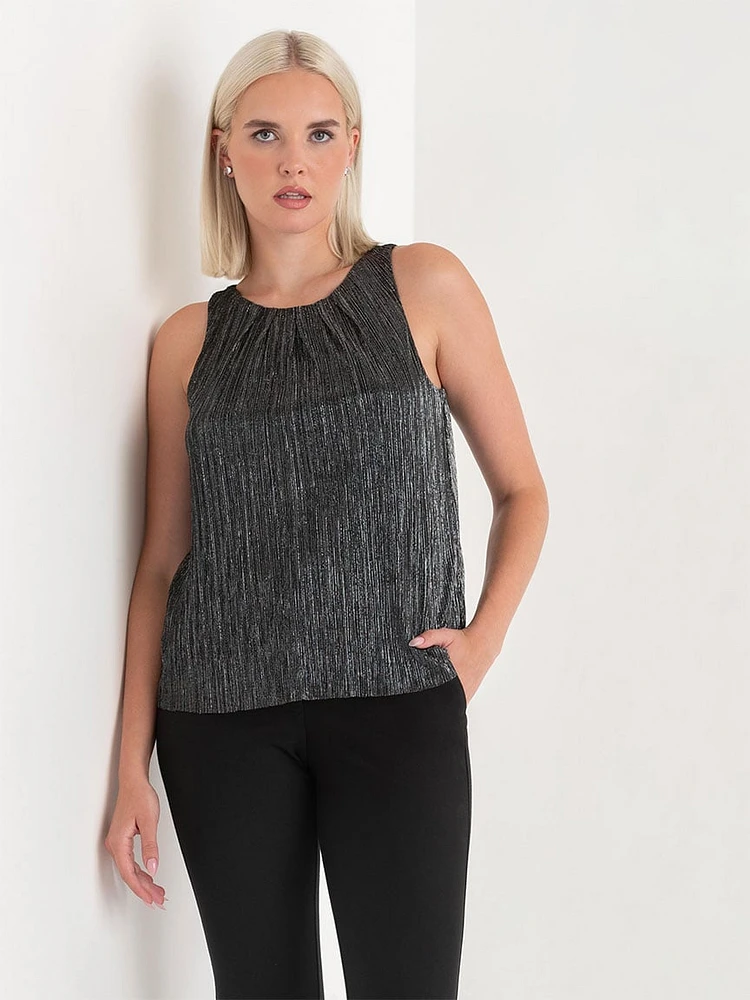 Pleat Neck Tinsel Tank Top