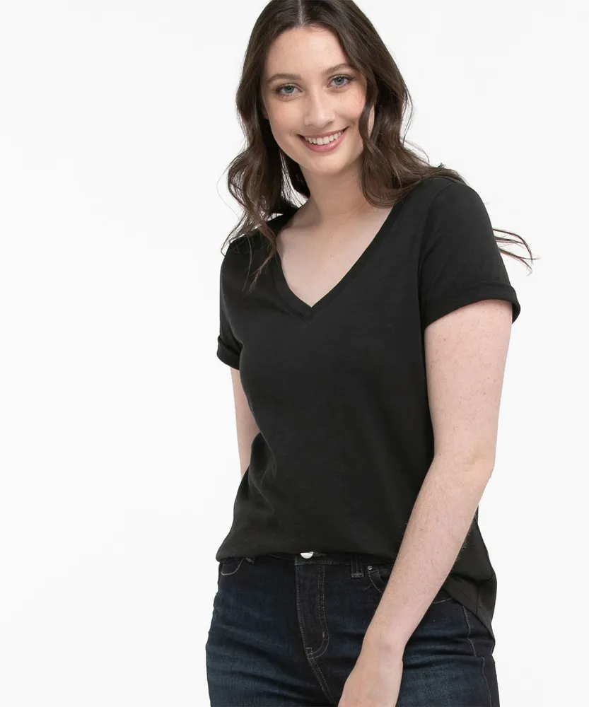 V-Neck Curved Hem Tee