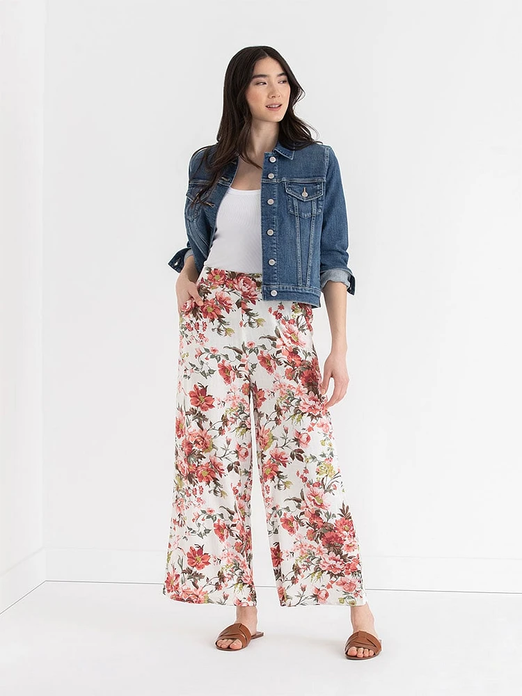 Viscose Linen Wide Crop Pant