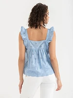 Cotton Ruffle Tank Blouse