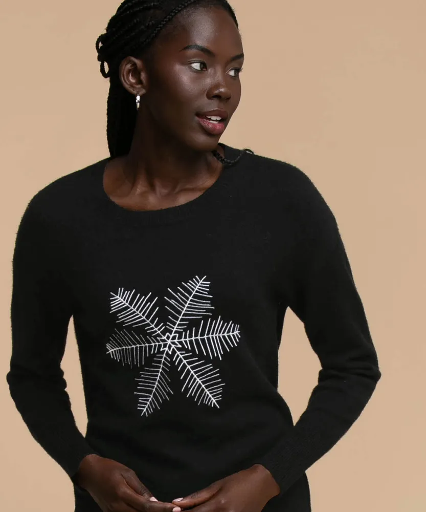 Embroidered Snowflake Sweater