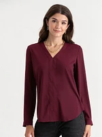 V-Neck Long Sleeve Blouse