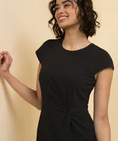Short Sleeve Midi Dress with Knotted Side