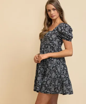 Tash + Sophie Puff Sleeve Square Neck Dress