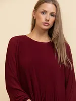 Scoop Neck Release Pleat Knee-Length Dress