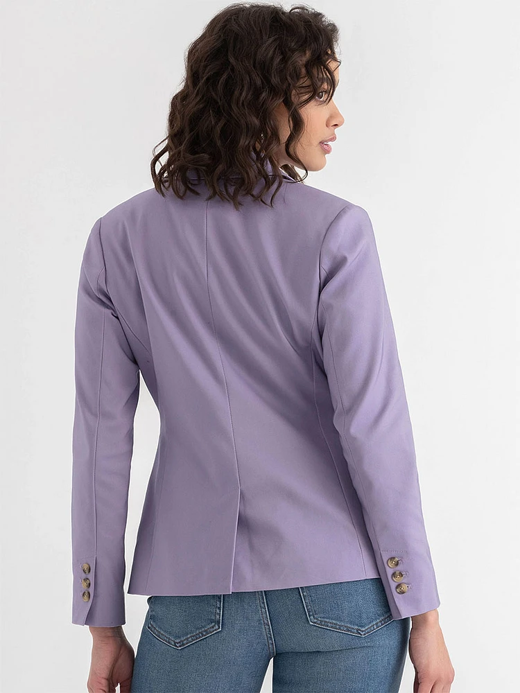 Single Button Cotton Sateen Blazer