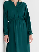 Long Sleeve Midi Henley Dress