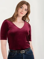 Velvet V-Neck Top