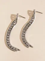Silver Snake-Chain Earrings with Crystals