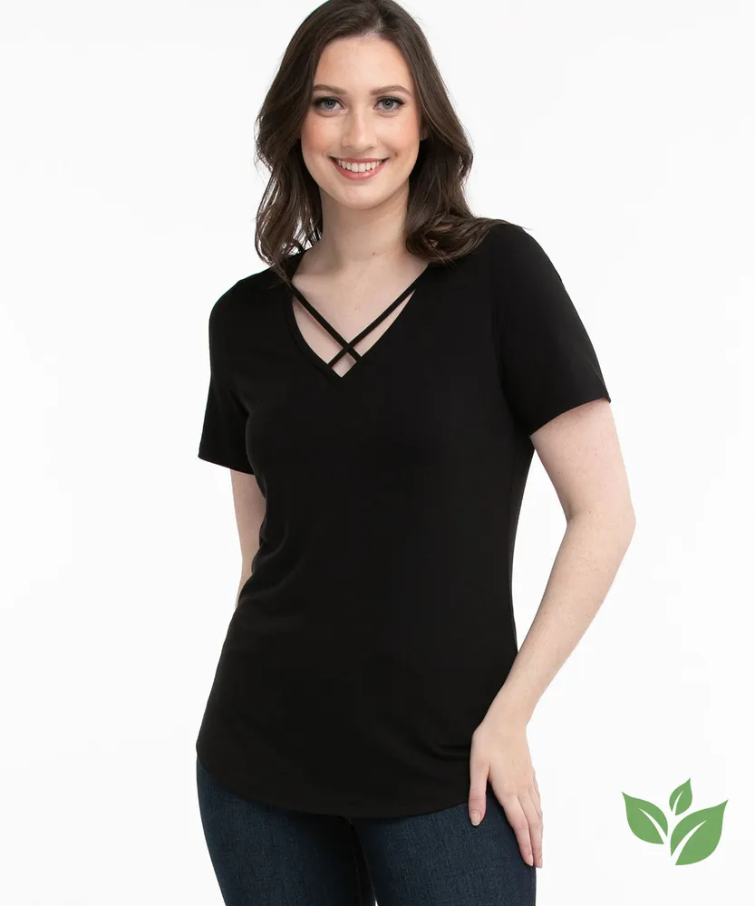 Eco-Friendly Crisscross Neck Tee