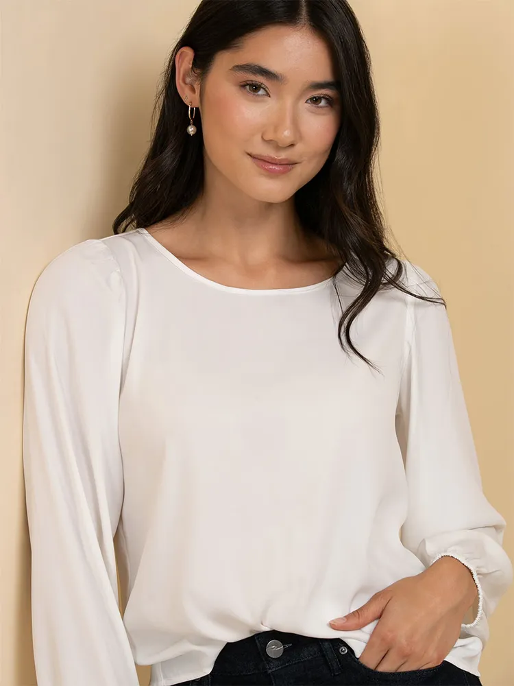 Long Sleeve Scoop Neck Blouse