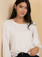 Long Sleeve Scoop Neck Blouse