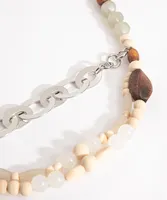 Layered Wooden Bead Necklace