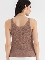 V-Neck Pointelle Sweater Tank