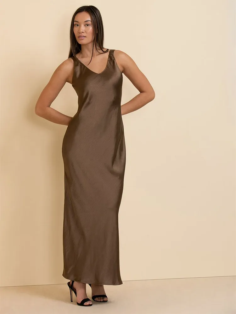 Sleeveless Satin Slip Dress