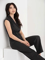 Linen Tailored Jumpsuit with Belt