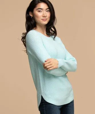 Waffle Knit Shirttail Sweater