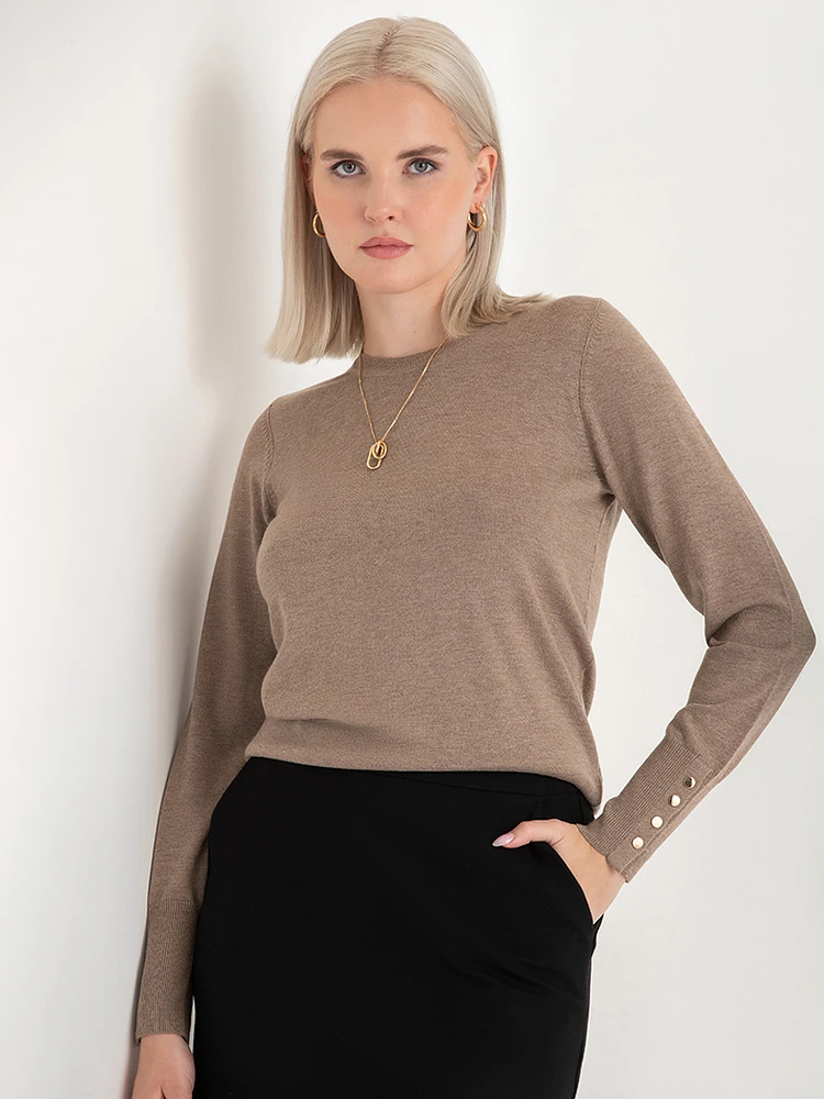 Cashmere Blend Sweater with Rivet Detail