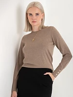 Cashmere Blend Sweater with Rivet Detail