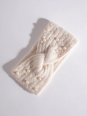 Knit Headband with Pearls