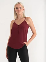 Sadie Strappy V-Neck Tank with Button