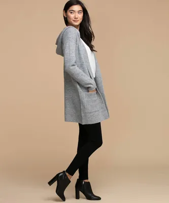 Hooded Pointelle Cardigan