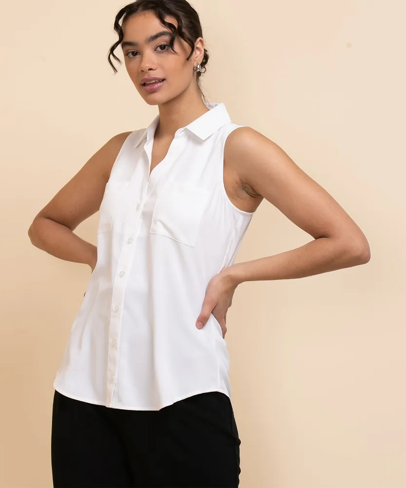 Sleeveless Collared Shirt