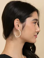 Glass Pearl Hoop Earrings