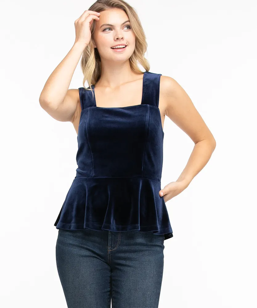 Velvet Strappy Peplum Top