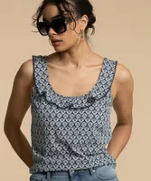 Ruffled Neck Tank Top