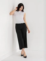Wide Crop Pull-On Pant Ponte Twill