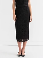 Lace Overlay Midi Skirt