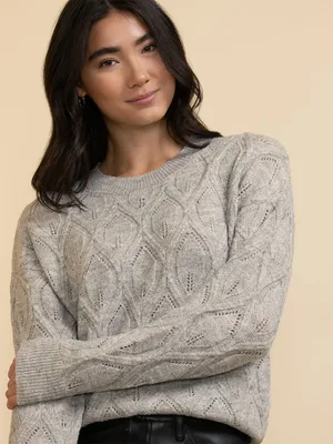 Pointelle Shimmer Pullover Sweater