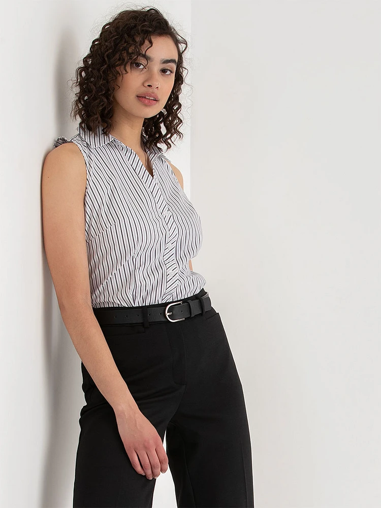 Talia Sleeveless Fitted Collar Shirt