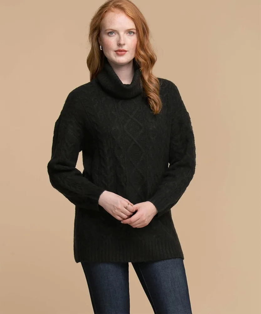 Femme By Design Cable Knit Cowl Neck Sweater