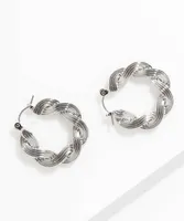 Small Textured Twisted Metal Hoops