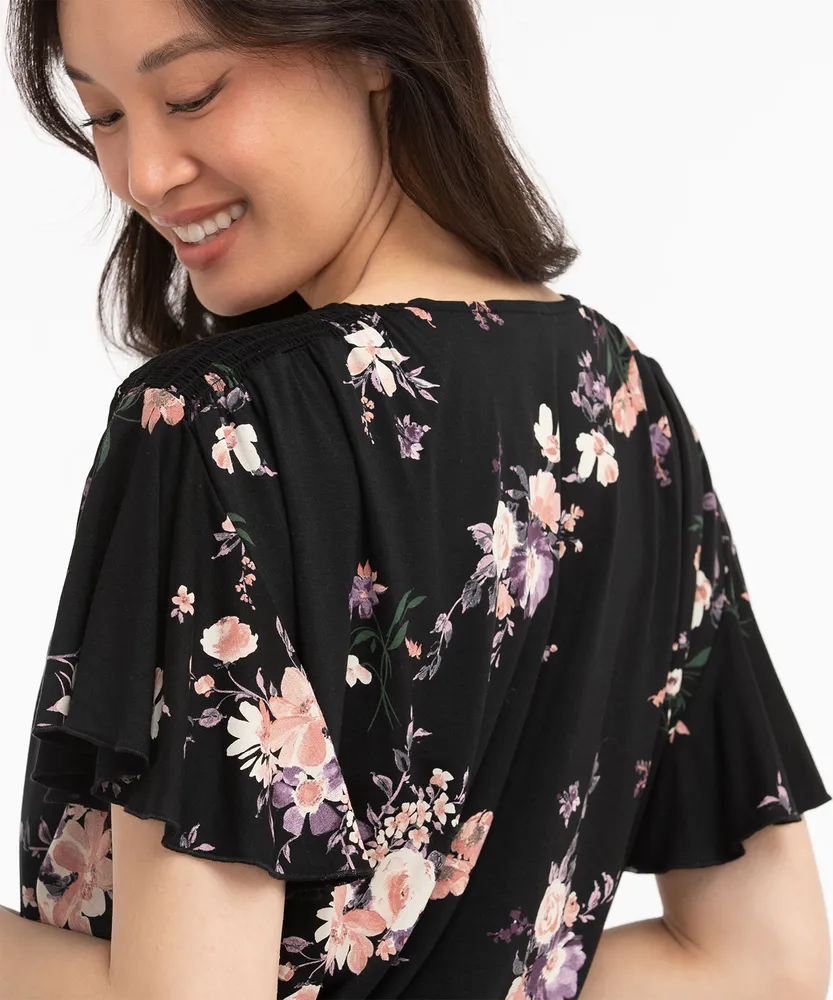 Flutter Sleeve Peplum Top