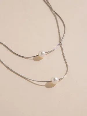 Delicate Double-Chain with Pearls