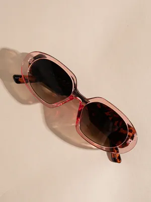 Oval Translucent Pink Sunglasses