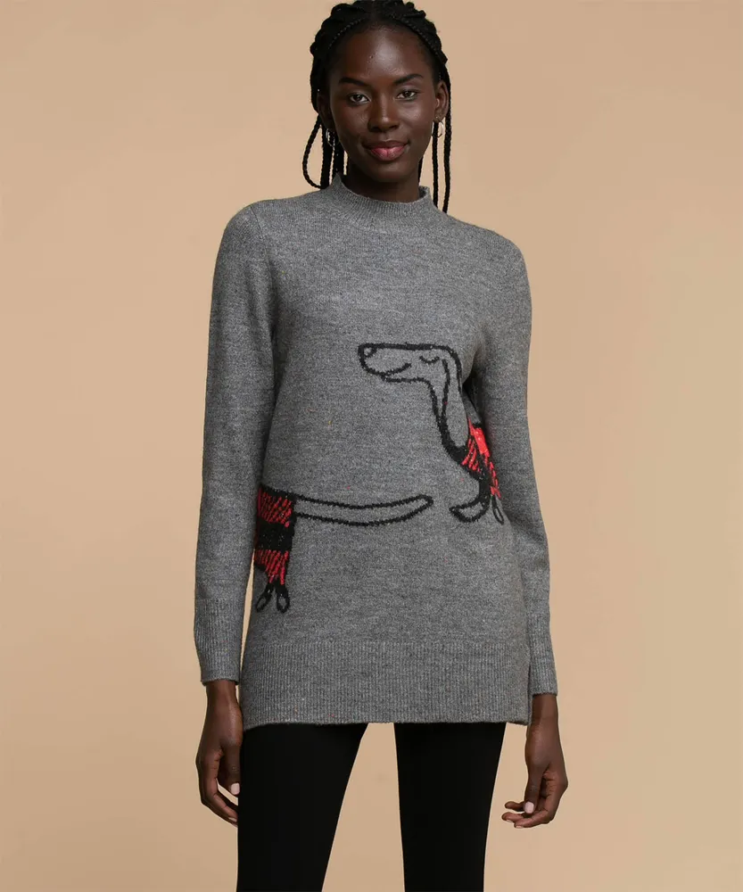 Dachshund Mock Neck Tunic Sweater