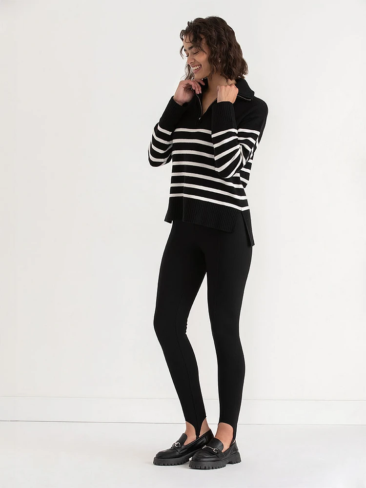 Striped 1/4 Zip Pullover Sweater