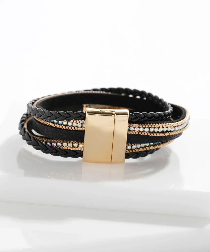 Black Snap Bracelet With Jewels