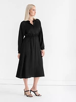 Long Sleeve Midi Henley Dress