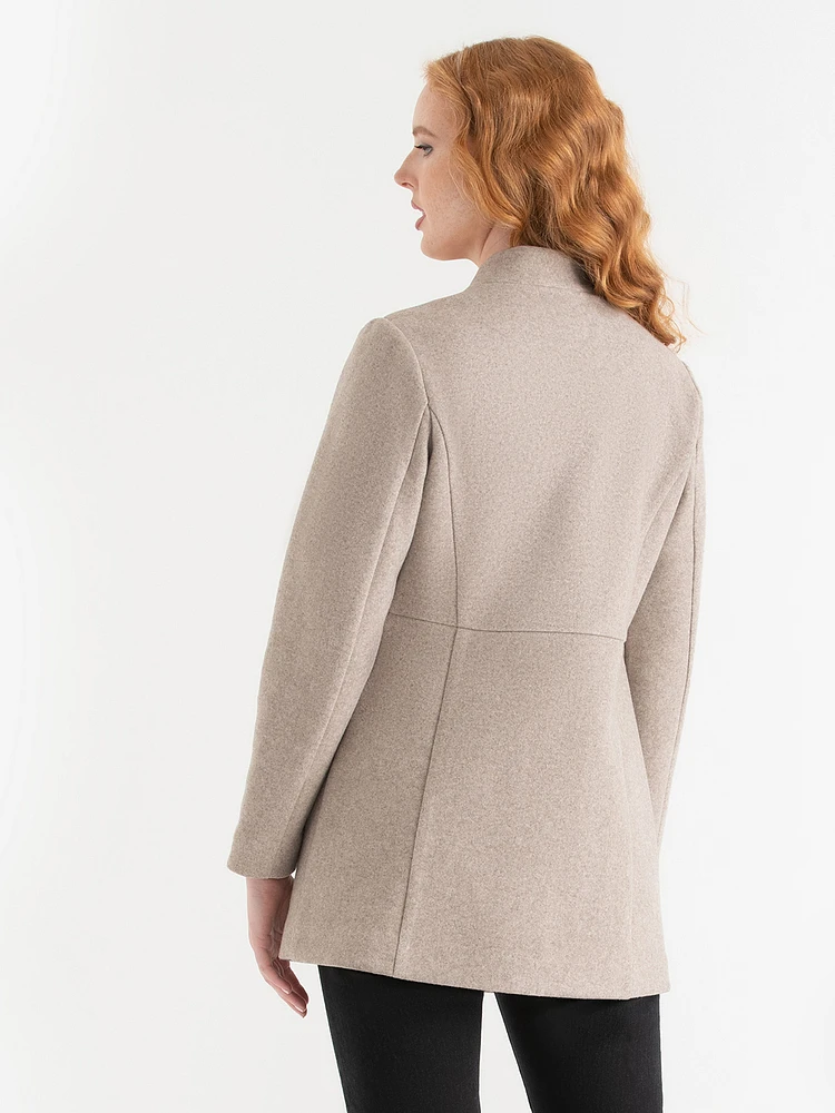 Faux Wool Long Line Jacket