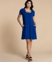 Short Sleeve Dress With Criss-Cross Neck