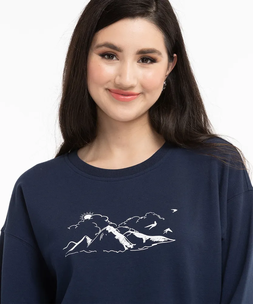 Graphic Scoop Neck Sweatshirt